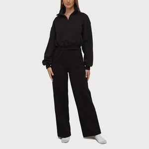 Conjunto de 2 Piezas de Alta Calidad y Gran Venta: Suéter con Media Cremallera y Pantalones de Pierna Recta para Mujer, Ideal para Trotar y el Tiempo Libre - Product Image 2