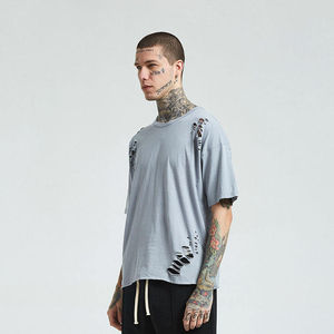 Nouvelle mode de t-shirts surdimensionnés lourds et surdimensionnés conception personnalisée vêtements demi-manches t-shirts surdimensionnés pour hommes en détresse - Product Image 1