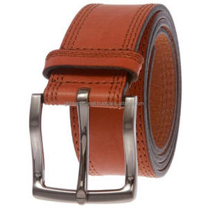 Ceinture décontractée en cuir de vache pleine fleur durable pour jeans en 3 variantes de couleurs ceintures en cuir de haute qualité à triple couture - Product Image 2