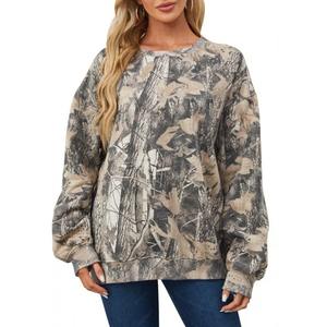 Sudadera con capucha de camuflaje para mujer, sudadera de gran tamaño con estampado de hoja de arce, sudaderas con capucha de manga larga con mono de vestir, sudadera con cremallera larga para mujer - Product Image 5