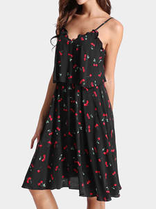 Meilleure vente Robe sexy à imprimé floral et dos nu et à bretelles réglables, col en V, robes pour femmes de grande taille - Product Image 4
