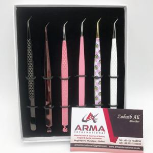 Pinzas para pestañas de acero inoxidable con aislamiento de 45 grados, agarre fuerte, fibra puntiaguda, probado a mano, último diseño - Product Image 2