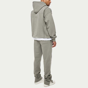 Dessin, élastique, Baggy 350g 450GSM Survêtement Hommes Sportswear Jogging Zipper Hoodie and Sweatpants Baggy Pants Set Jogger Tracksuit - Product Image 2