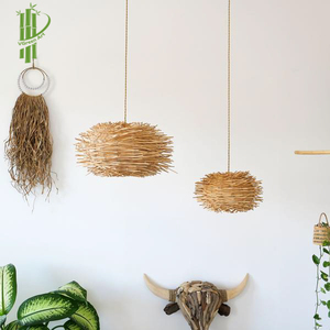 Chim làm tổ có hình dạng mây Chụp đèn tre Thủ công mỹ nghệ trang trí thủ công mỹ nghệ vật liệu tự nhiên của chim làm tổ có hoa văn Đèn bàn - Product Image 5