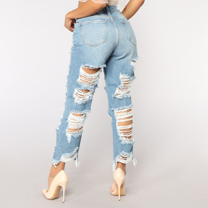 Pantalones de mezclilla súper rasgados, pantalones vaqueros para mujer, pantalones vaqueros desgastados rasgados en la parte delantera y trasera, ropa de calle, pantalones vaqueros - Product Image 3