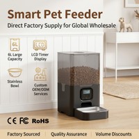 Distributeur automatique de nourriture pour animaux de compagnie 6L, contrôle WiFi via application, bol en acier inoxydable SUS304, enregistrement vocal, approvisionnement direct usine