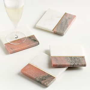 PROUDECT Sous-verres ronds en bois de marbre pour bureau à domicile ou hôtel Pendaison de crémaillère pour table Porte-tasses et porte-boissons stylés - Product Image 5