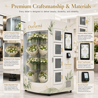Ouruoxi Smart 24/7 Automatischer Gekühlter Edelstahl-Kühlschrank Natürliche Rosen Boutique Frische Blumensträuße Verkaufsautomat SDK