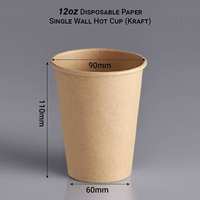 Vaso de Papel Kraft 100% Biodegradable TBH Malasia, 8/12 oz, Desechable, de Pared Simple, con Laminación de PE, Impresión Personalizable, Modelo TBH KPC