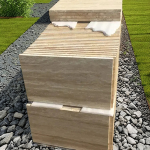 Dalles de travertin de qualité supérieure, épaisseur 3 cm, coupe veinée, tailles personnalisables, nouveau modèle de carreaux pour salle de bain et cuisine, design moderne, origine - Product Image 6