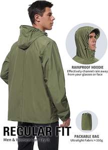 Veste coupe-vent imperméable légère unisexe décontractée avec capuche, pliable pour le golf, la course à pied, la randonnée et les voyages - Product Image 4