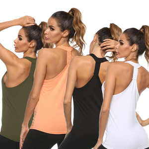 Haute qualité coton Polyester Spandex lâche Sexy femmes sans manches Blouse OEM Logo Gym Sport Fitness Yoga col en U débardeur gilet - Product Image 1
