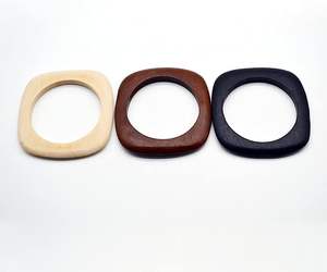 Coloré rond bricolage en bois naturel grands bracelets faits à la main ethnique bois manchette Bracelet Vintage Simple rond en bois naturel - Product Image 2