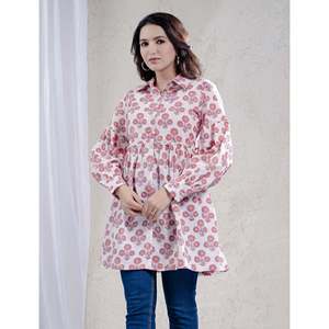 <b>Pink</b> Breathable Cotton Camisole Butta Block Printed Women's Daily <b>Top</b> One Size Fits All XS Option Available - Product Image 1