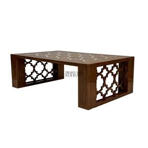 Table basse moderne avec design géométrique blanc et finition en bois de qualité supérieure pour une décoration élégante du salon - Product Image 5