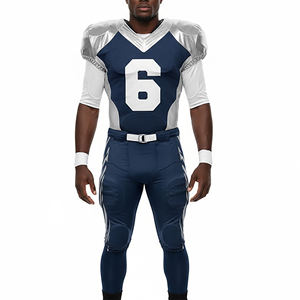 ชุดฟุตบอลอเมริกันแบบสั้นสั่งทำพิเศษไซส์ใหญ่ รุ่นใหม่ปี 2025 ดีไซน์แบบซับลิเมชั่น เนื้อผ้าเงา สำหรับฝึกซ้อม ผลิตจากโพลีเอสเตอร์ 100% - Product Image 4