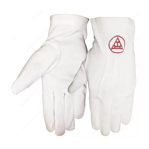 Offre Spéciale maçonnique Royal Arch Gants Rite Triple Rouge Symbolisme Logo Brodé Symbolisme Coton Classique Blanc Gants - Product Image 1