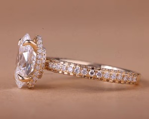 แหวนหมั้นเพชรรูปวงรี925เงินสเตอร์ลิงสำหรับผู้ใหญ่ในห้องปฏิบัติการ - Product Image 4