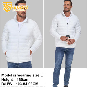 Veste matelassée en satin personnalisée pour hommes Manteau d'hiver rembourré à bulles imperméable avec fermeture à glissière Vêtements d'extérieur de courte longueur - Product Image 3