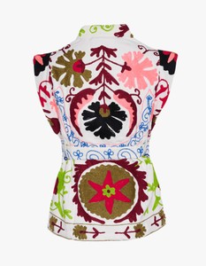 Chaqueta corta Bohemia sin mangas para mujer, chaqueta Floral bordada - Product Image 6