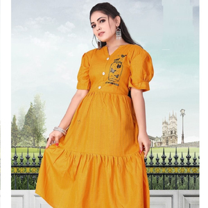 Anarkali-tela de algodón con estampados de goma, nueva colección de anarkali kurti con 7 colores hermosos - Product Image 1