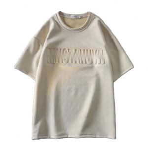 T-shirts en coton personnalisés avec logo en relief à la mode, vêtements de rue décontractés de qualité supérieure, vente en gros de chemises rétro vintage pour hommes - Product Image 2