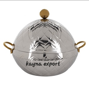 New Arrival Stainless Steel Metal Hammered Design <b>Insulated</b> Hotpot Hotel Wedding Decorative Tabletop Casserole 24cm Diameter All - Product Image 4