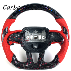 Accessoires de voiture, volant personnalisé en fibre de carbone forgée rouge avec LED RPM pour <span class=keywords><strong>Dodge</strong></span> Charger Challenger Hellcat SRT <span class=keywords><strong>RT</strong></span> 392 Durango - Product Image 2