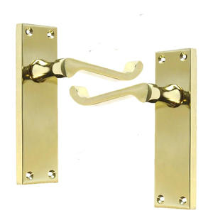 Poignées de porte à levier en laiton classiques Conception de défilement pour portes intérieures avec verrouillage de confidentialité, verrouillage à clé et options de verrouillage - Product Image 4