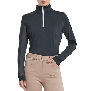 Hot Selling Half Zipper Horse Riding Equestrian Riding Shirt <b>Base</b> <b>Layer</b> Women <b>Long</b> <b>Sleeves</b> Nylon Spandex Polyester Quick Dry - Product Image 5