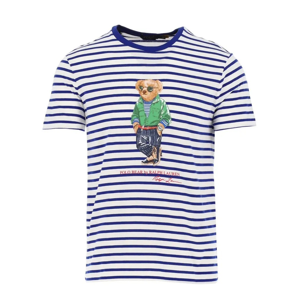 Custom Fit Striped Polo Bear Jersey T-Shirt Best Selling Casual Wear Men T Shirts Screen Printing Casual Wear Men Tees