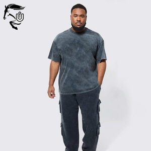 Vente chaude 100% coton lavé à l'acide tricoté T-Shirt uni blanc grande taille Streetwear pour Fitness prix de gros - Product Image 5