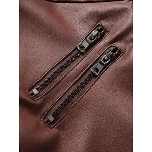 Chaquetas de Cuero Vacuno para Hombre, Estilo Urbano, Manga Larga, Impermeables y Resistentes al Viento, Colores Sólidos, para Invierno - Product Image 4