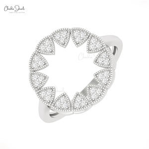 Artículos de Venta caliente 0,9mm redondo blanco diamante Sunstarbust anillo sólido 14K oro abierto Pave anillo venta al por mayor joyería de boda para mujeres - Product Image 2