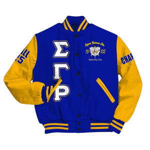 Sigma Gamma Rho 1922 SGRho Varsity Letterman Jacket Royal Poodle Heritage Edition Greek Life Pride Coat - Product Image 4