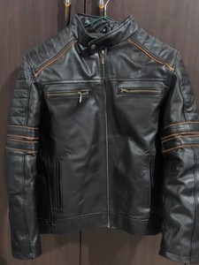 Chaqueta de Cuero de Oveja Negra para Hombre, Estilo Bomber, Manga Raglán, Cuello Alto, Estilo Vintage de Invierno - Product Image 6