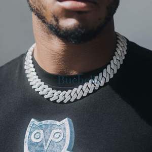 Joyería fina de plata 925 para hombre, cadena de eslabones cubanos de diamante de moissanita de dos tonos de 19MM, cadenas cubanas heladas a la venta - Product Image 3