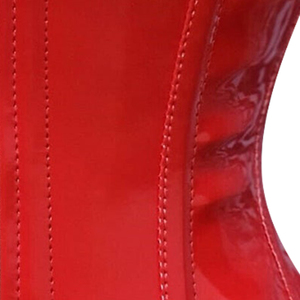 เครื่องรัดตัวมีซิปปิดขึ้นใต้หน้าอกเหล็กโครงพีวีซีสีแดง - Product Image 3
