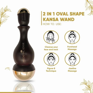 Baguette Kansa de qualité originale 2 en 1 de forme ovale masseur d'usine indien pour les soins de la peau et la thérapie de relaxation de désintoxication du visage - Product Image 2