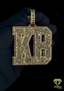 Pendentif lettre en couches coupe émeraude VVS Lab Grown Glacé Lettre de l'alphabet personnalisé Pendentif Hip Hop en argent sterling 925 - Product Image 6