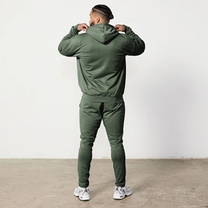 Wholesale Custom Logo Green <b>Oversized</b> Pullover 2 pieces Hoodie & <b>Jogger</b> Heavyweigth Cotton Men Sweatsuite Tracksuit Set For Men - Product Image 2