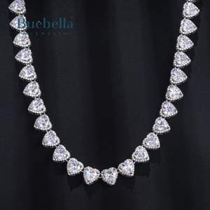 Offre Spéciale 925 Sterling Silver 10mm Iced Heart Cluster Tennis Chaîne Ras Du Cou Colliers Moissanite Bijoux pour Femmes - Product Image 5