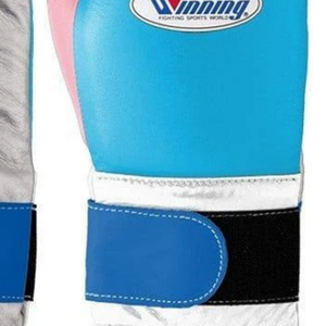 Guantes de Boxeo Profesionales de Cuero Azul Cielo, Plateado, Rosa y Rojo, con Velcro en la Muñeca, para Entrenamiento y Sparring - Product Image 4