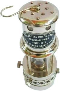 Lámpara de minero náutico de latón macizo, linterna de barco de aceite marítimo con candelabros de madera, regalo de Navidad - Product Image 3
