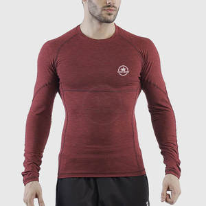 Camiseta de compresión de manga larga para hombre, diseño personalizado con logo impreso, corte holgado, 100% algodón, ligera. - Product Image 3