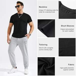Camisetas de cuello redondo para hombre Multipack de manga corta Hipster Hip Hop Longline Classic Tee Tops - Product Image 2