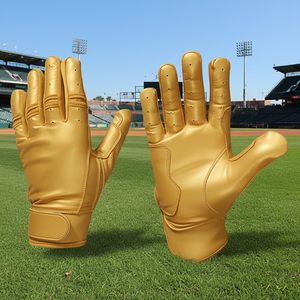 Top Grade Professional Customized Cowhide Leather Ambidextrous <b>Hook</b> Loop Closure Durable Baseball Softball Batting Gloves High - Product Image 3