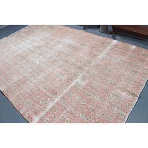 Grand tapis turc vintage 6,7x10,4 pi (203x318 cm), tapis persan rose - Product Image 4