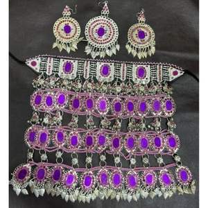 Wholesale Price Customized Turquoise Alloy <b>Pakistani</b> Indian Afghan <b>Jewelry</b> <b>Set</b> for Women Trendy Handmade Necklace and Earrings - Product Image 1