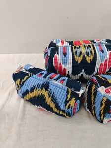 CLASSIC ART & CRAFT Set of 3 Floral Printed Cotton <b>Makeup</b> <b>Bags</b> Zipper Closure Lightweight Travel Cosmetic Organizer Rajasthan - Product Image 6